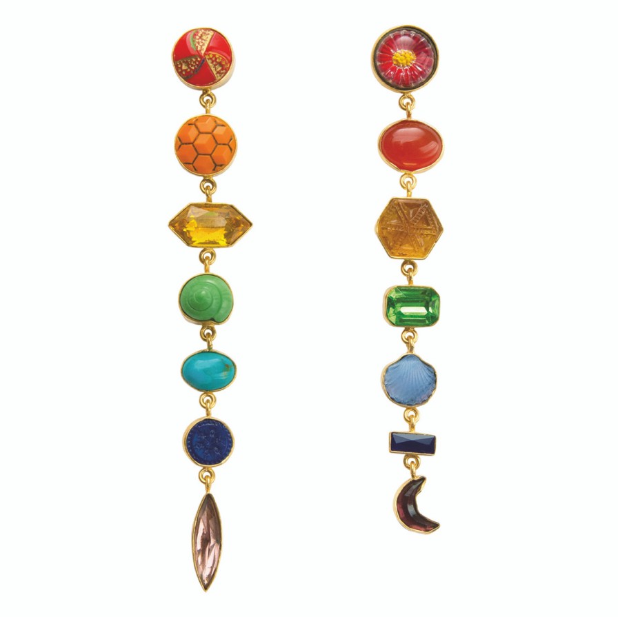 Earrings Tomfoolery London | Rainbow Gemstone Drop Earrings