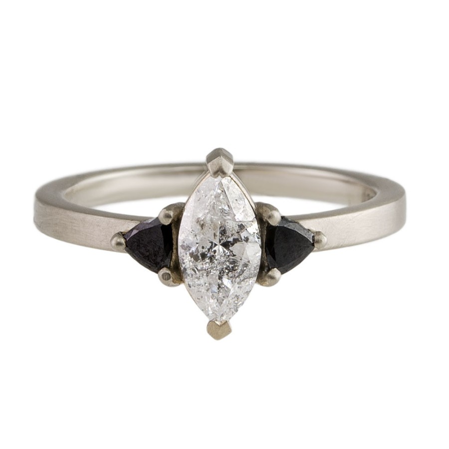 Rings Tomfoolery London | 18Ct White Gold Marquise And Trillion Trio Ring