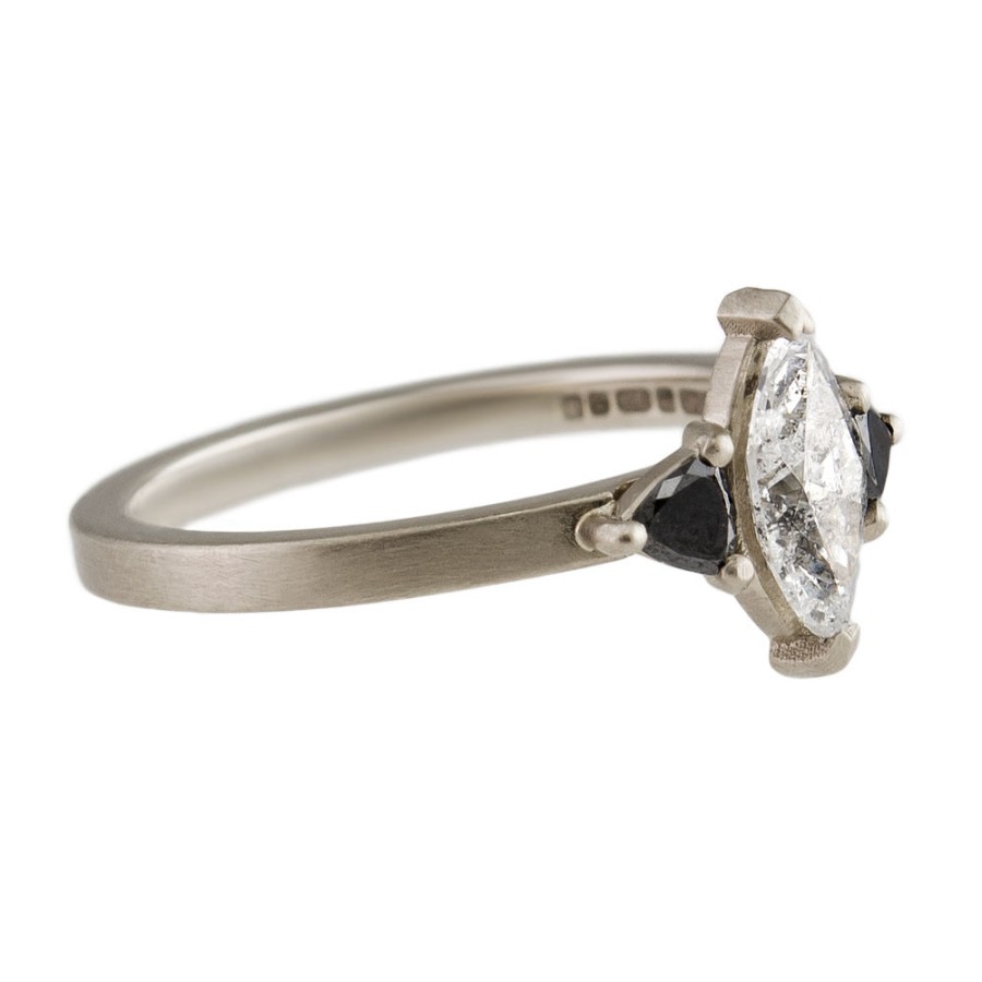 Rings Tomfoolery London | 18Ct White Gold Marquise And Trillion Trio Ring