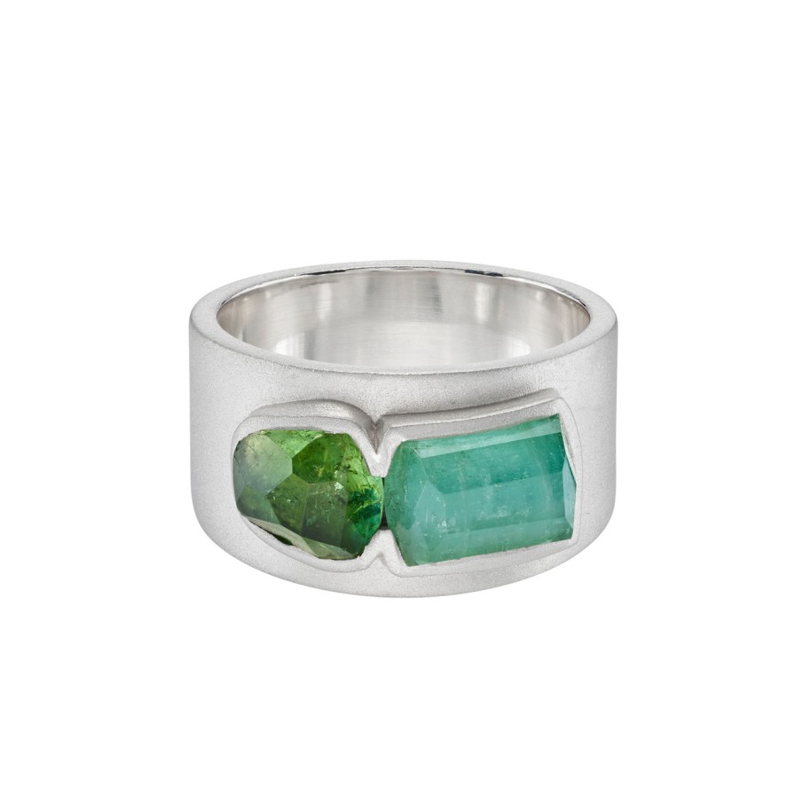 Rings Tomfoolery London | Tourmaline Two Stone Wide Ring 0.1