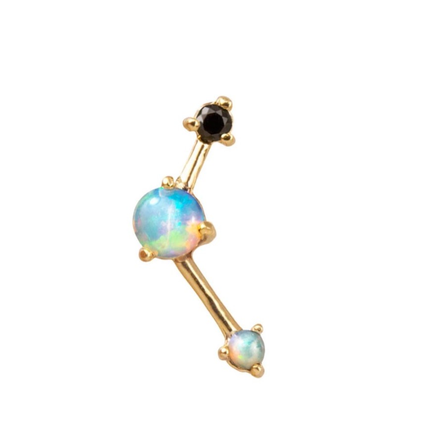 Earrings Tomfoolery London | Single Opal & Black Diamond Three