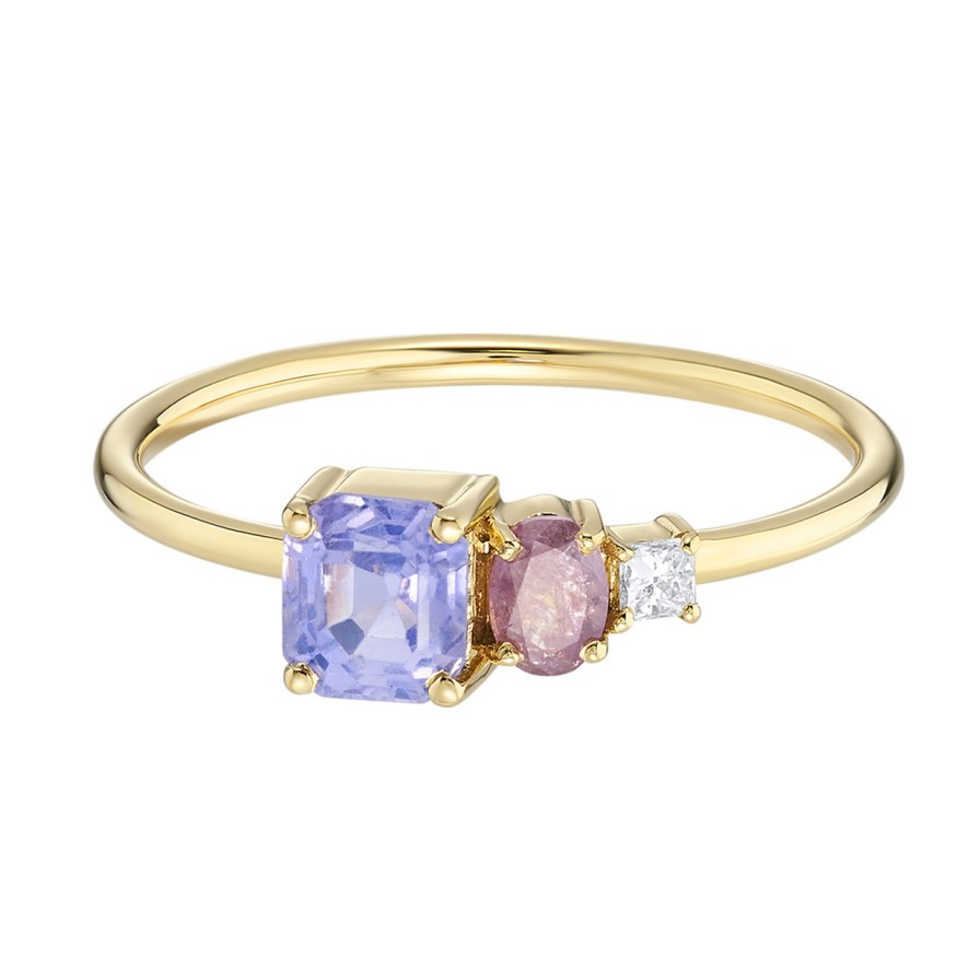 Rings Tomfoolery London | Trio Pastel Sapphire Three Stone Ring