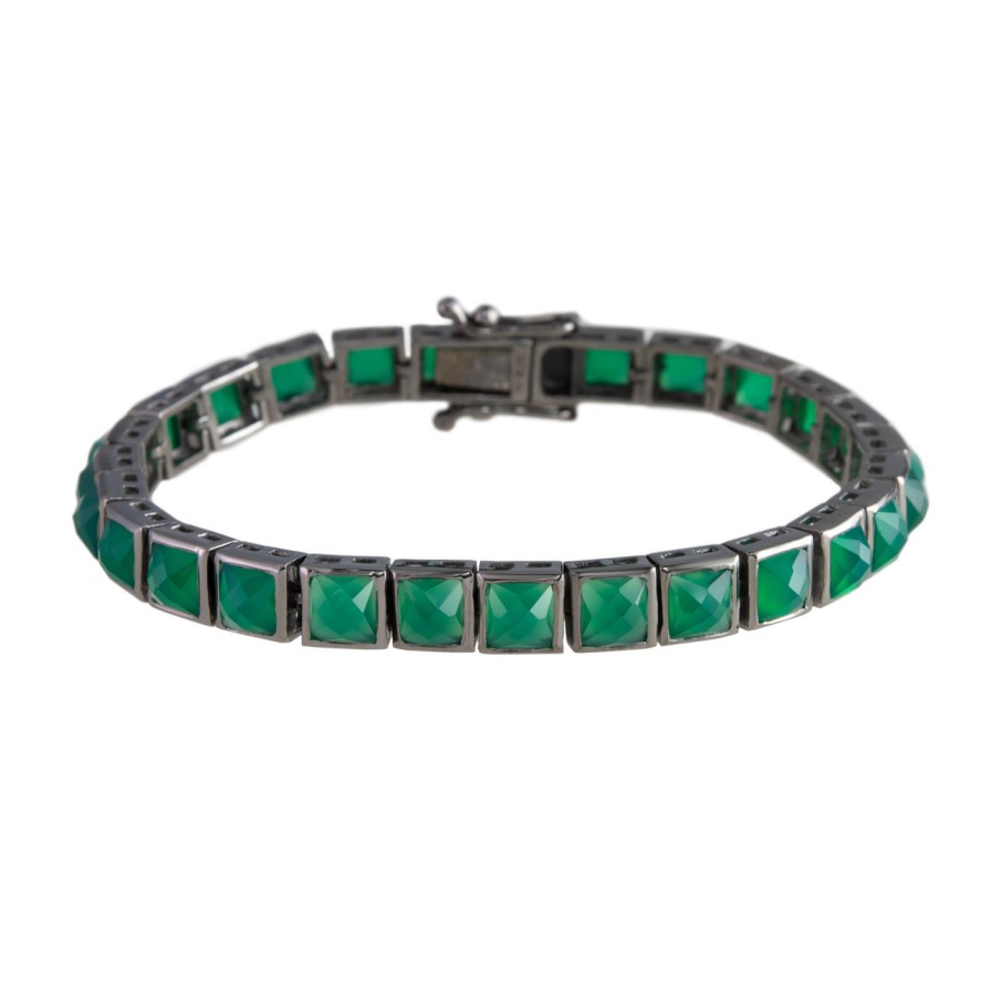 Bracelets Tomfoolery London | Green Onyx Tennis Bracelet