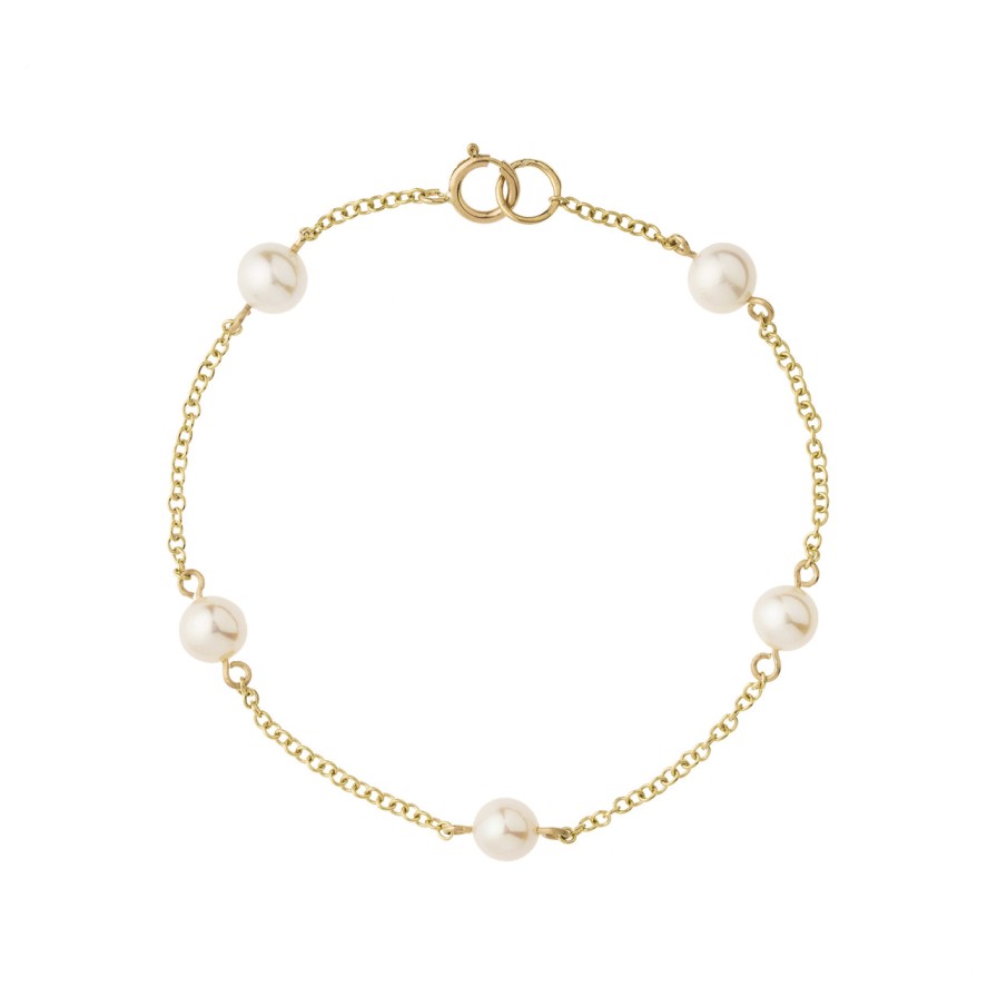 Bracelets Tomfoolery London | 9Ct Yellow Gold Pearl Bracelet