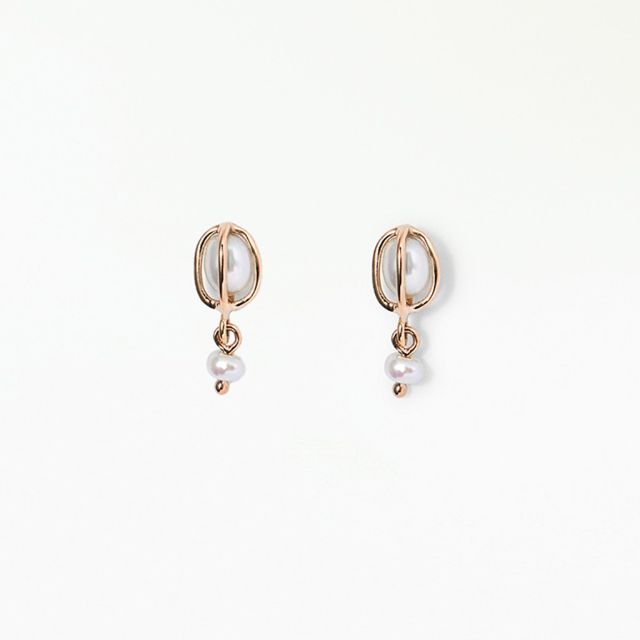 Earrings Tomfoolery London | Caged Pearl Drop Earrings