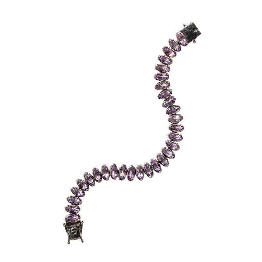 Bracelets Tomfoolery London | Purple Amethyst Oval Link Bracelet