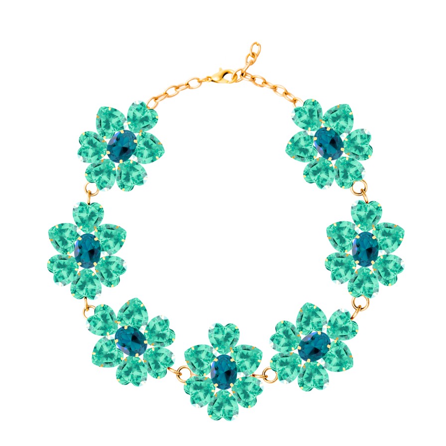 Necklaces Tomfoolery London | Jardim Floral Necklace Turquoise