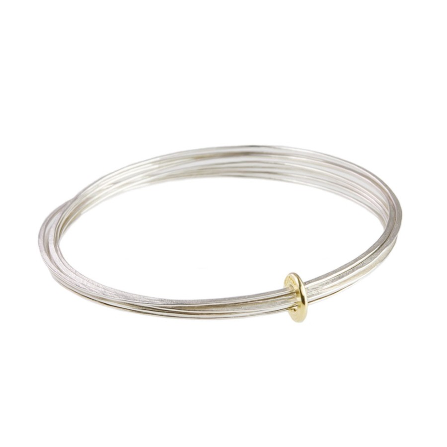 Bracelets Tomfoolery London | Ripple Multi Gold And Silver Bangle