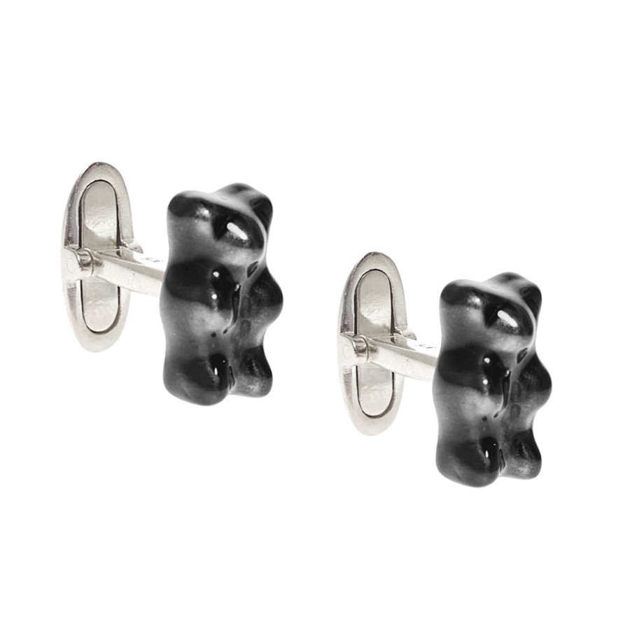 Cufflinks Tomfoolery London | Liquorice Gummy Bear Silver Cufflinks