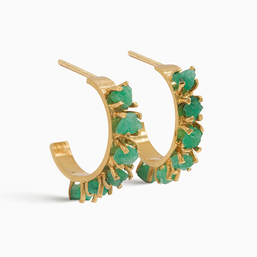 Earrings Tomfoolery London | Emerald Tennis Hoops