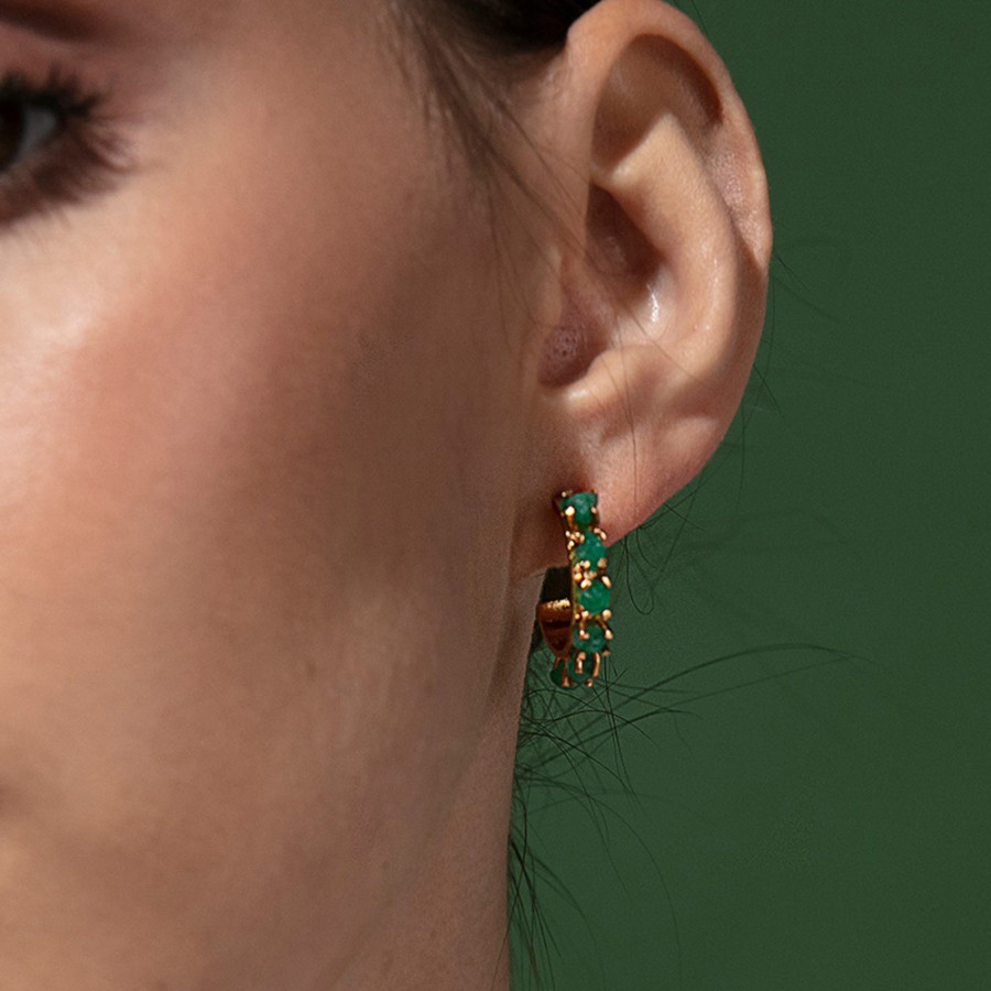 Earrings Tomfoolery London | Emerald Tennis Hoops