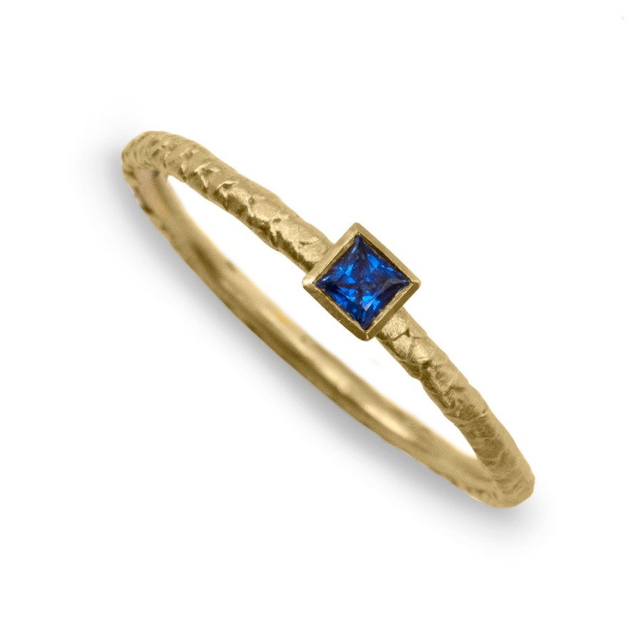 Rings Tomfoolery London | Catkin Square Sapphire Stacking Ring