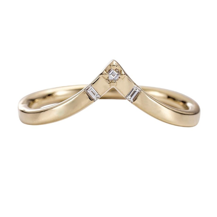 Rings Tomfoolery London | Chevron Wedding Ring With Baguette And Carre Diamonds