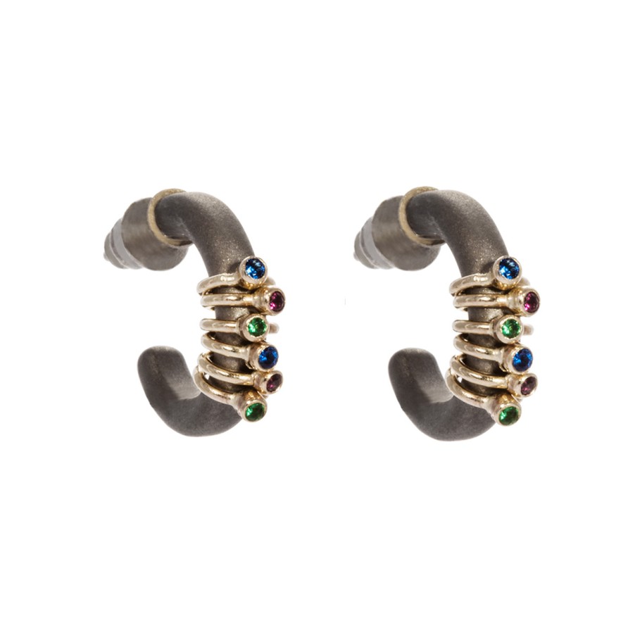 Earrings Tomfoolery London | Steel And 9Ct Gold Hoop Earring