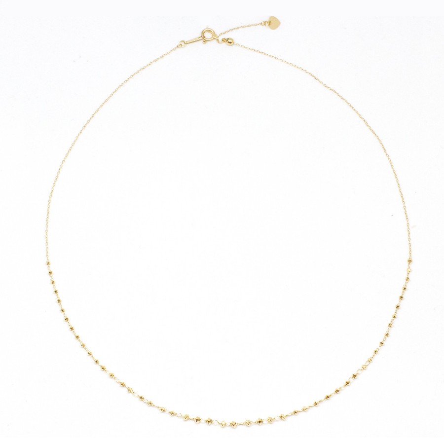 Necklaces Tomfoolery London | Adjustable Shimmer Necklace In 18Ct Yellow Gold