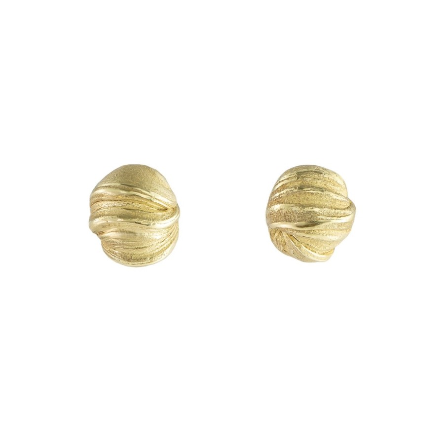 Earrings Tomfoolery London | Absolu Twist 18Ct Yellow Gold Studs