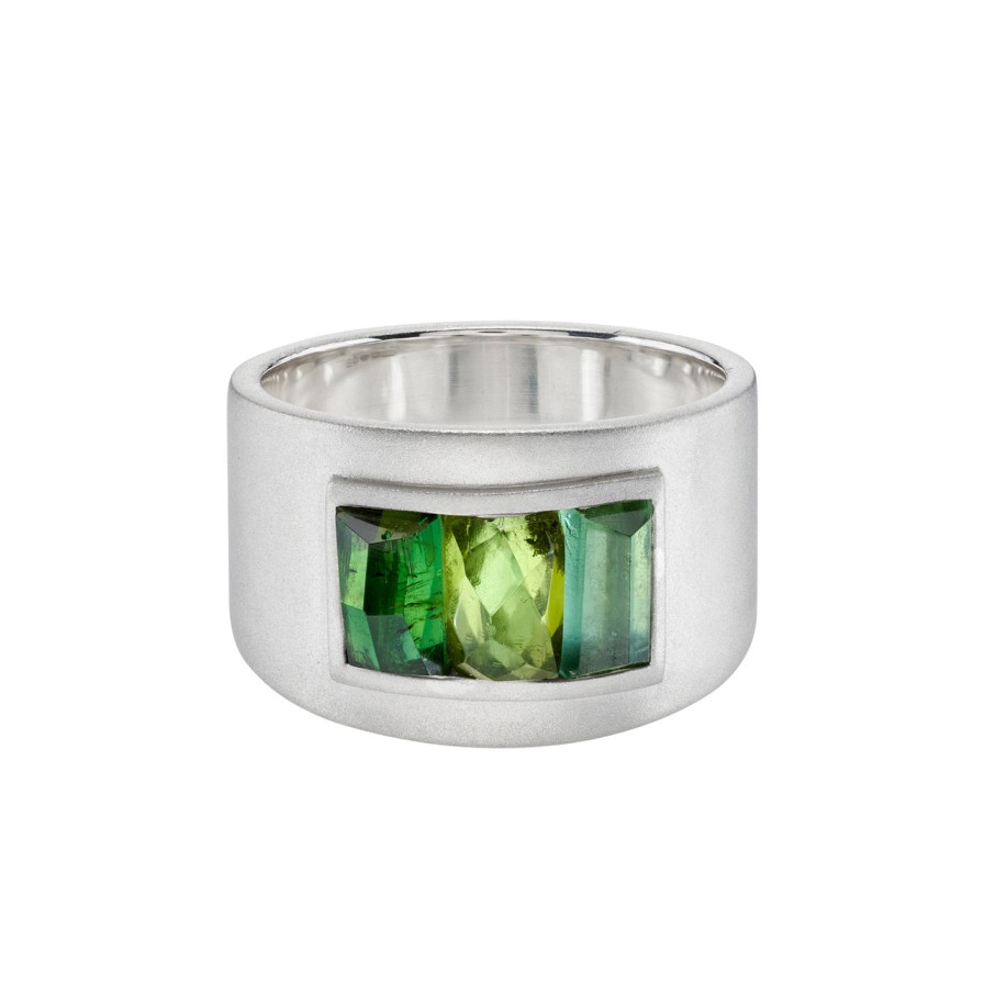 Rings Tomfoolery London | Tourmaline Three Stone Wide Ring 0.4