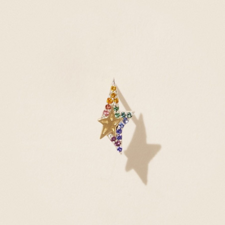 Earrings Tomfoolery London | Varda Rainbow Sapphire Stud