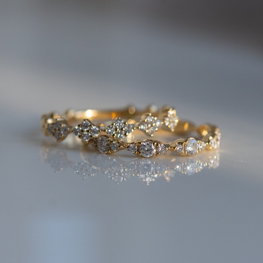 Rings Tomfoolery London | Floral Diamond Half Eternity Ring