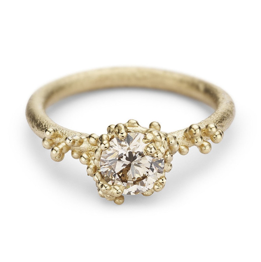 Rings Tomfoolery London | Solitaire Champagne Diamond Ring With Granules