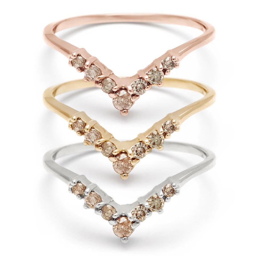 Rings Tomfoolery London | Champagne Diamond Celestine Tiara Band