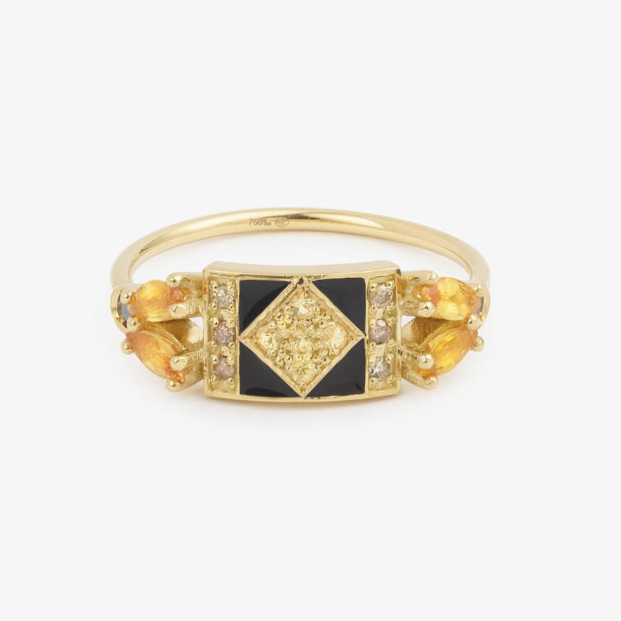 Rings Tomfoolery London | Ava Diamond & Yellow Sapphire Ring