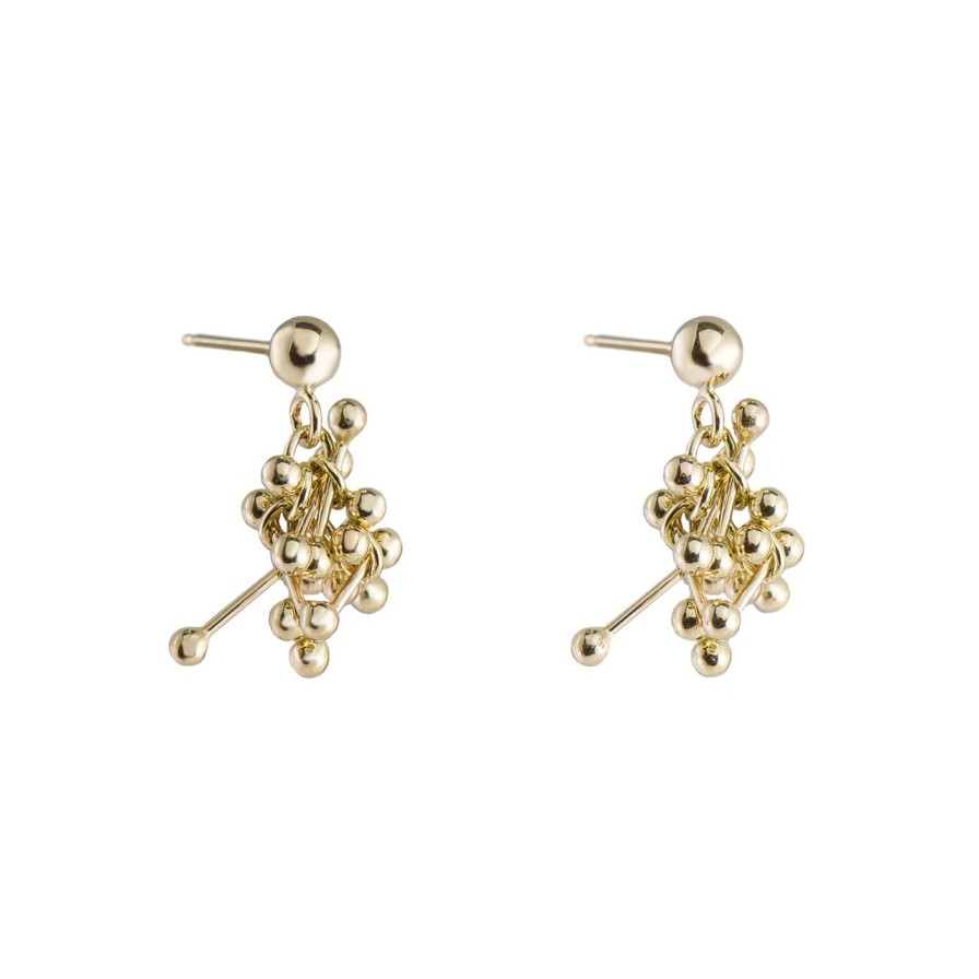 Earrings Tomfoolery London | Molecule Joy 9Ct Yellow Gold Cluster Earrings