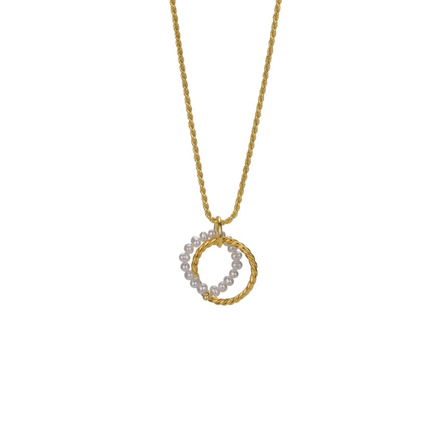 Necklaces Tomfoolery London | Twist Pearl Pendant Gold Plated