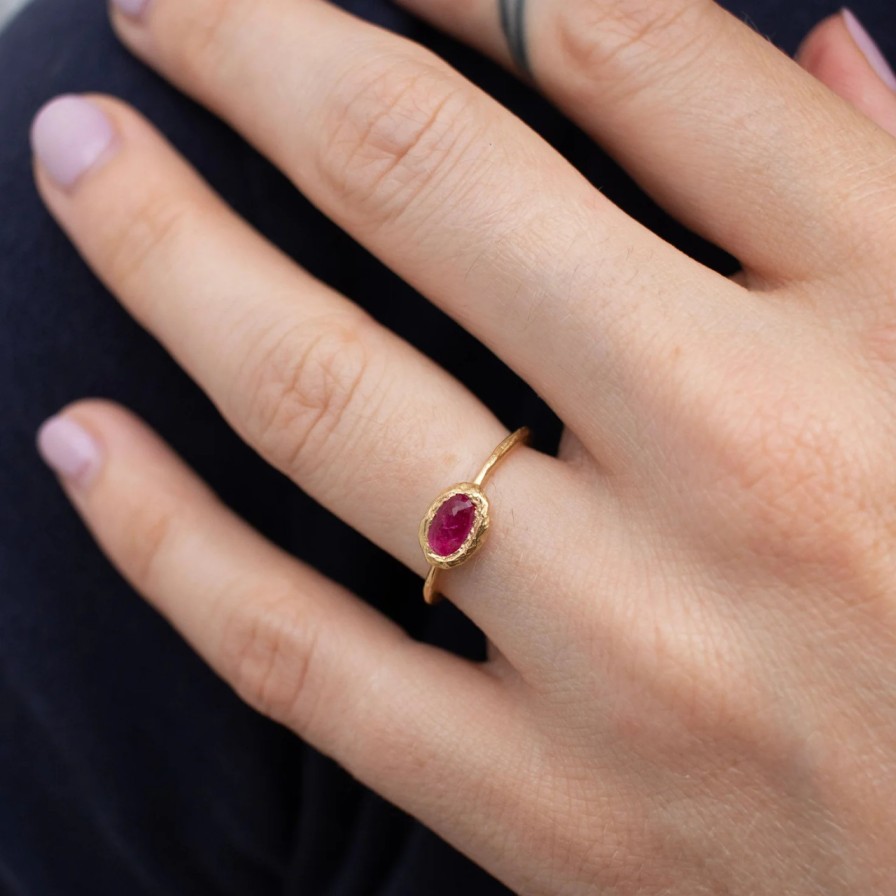 Rings Tomfoolery London | Oval Stone Ring In Ruby