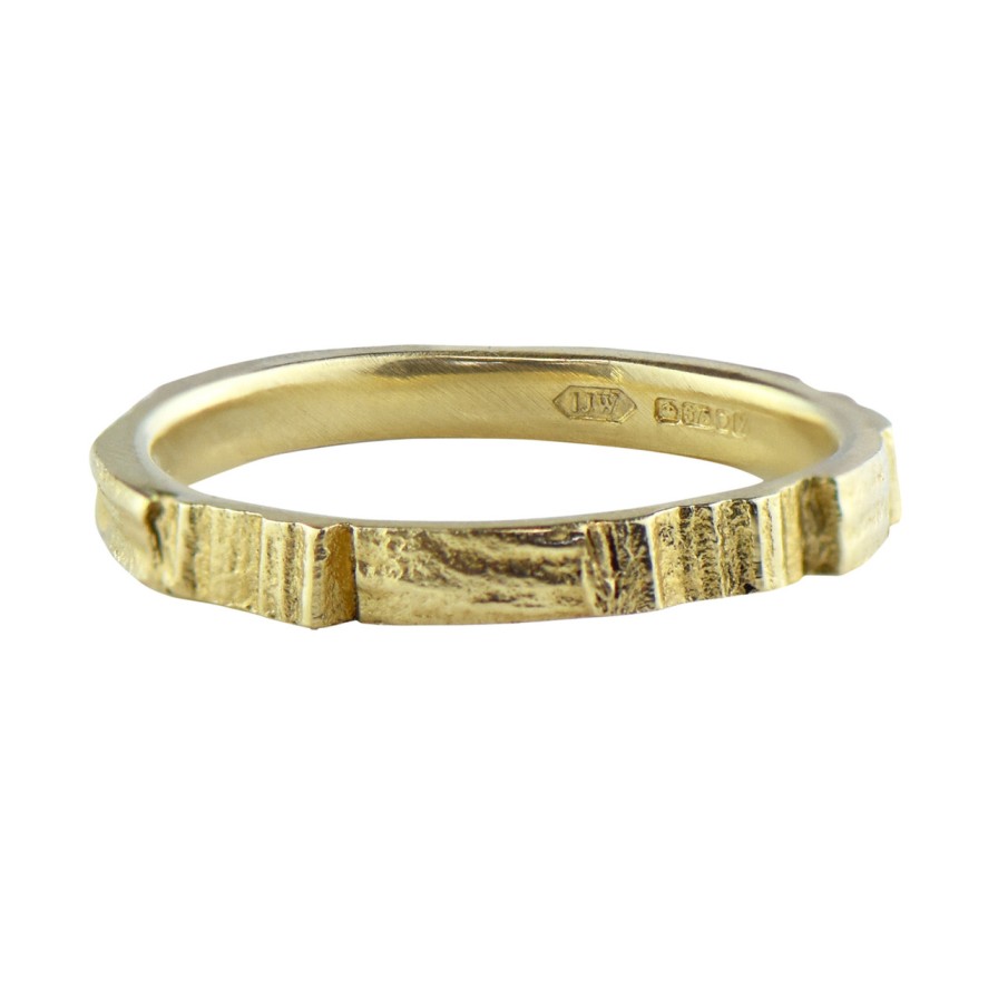 Rings Tomfoolery London | Skinny Patchwork Oak Ring In 9Ct Yellow Gold