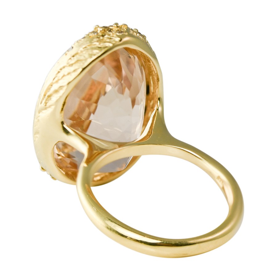 Rings Tomfoolery London | 24Ct Kunsite Uno Textura Ring In 18Ct Yellow Gold