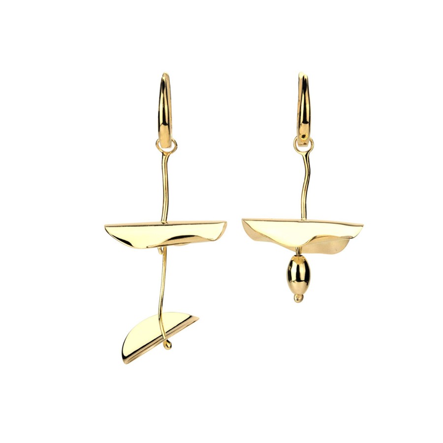 Earrings Tomfoolery London | Calyx Hoops Gold Plated