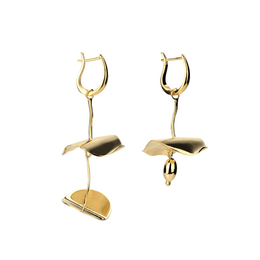 Earrings Tomfoolery London | Calyx Hoops Gold Plated