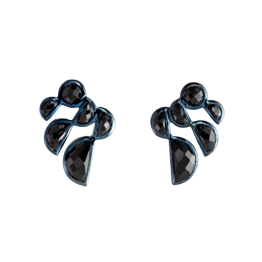 Earrings Tomfoolery London | Black Spinel Prawn Stud Earrings