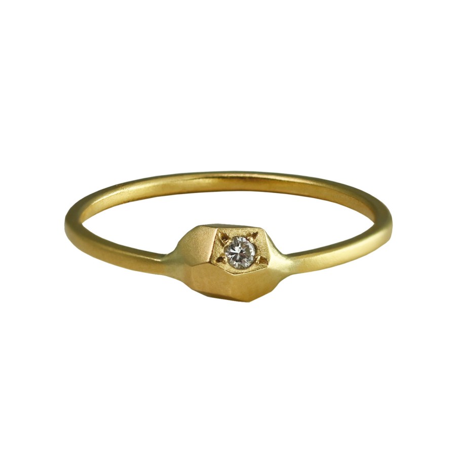 Rings Tomfoolery London | Gea Mini 18Ct Gold Ring With Diamond