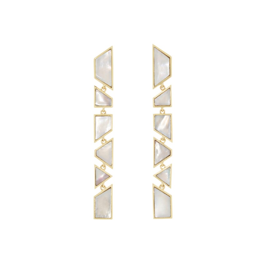 Earrings Tomfoolery London | Tesserae Mother Of Pearl Short Drop Earrings