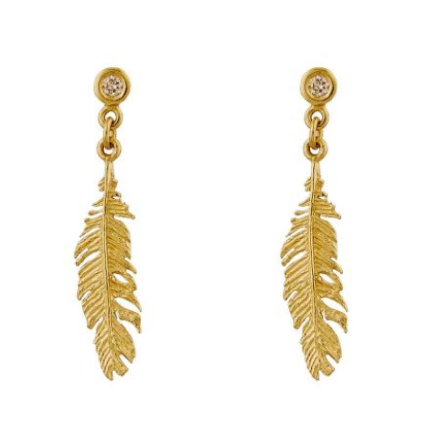 Earrings Tomfoolery London | Plume & Champagne Diamond Drop Earrings