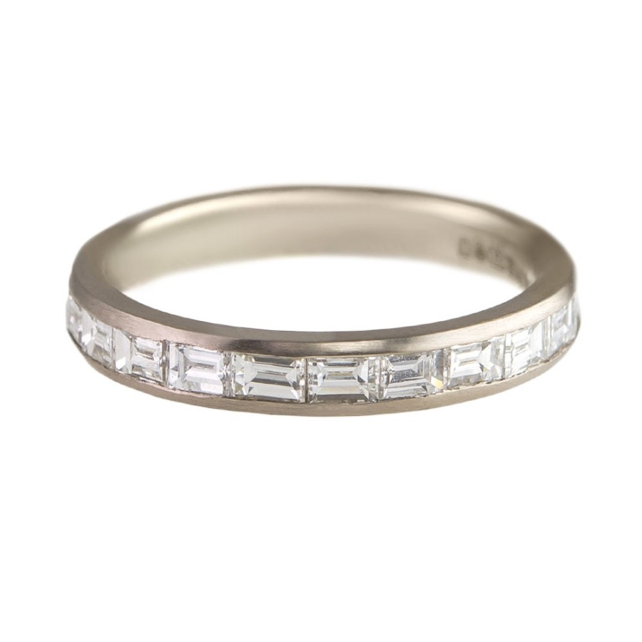 Rings Tomfoolery London | 18Ct White Gold Baguette Diamond Channel Eternity Ring