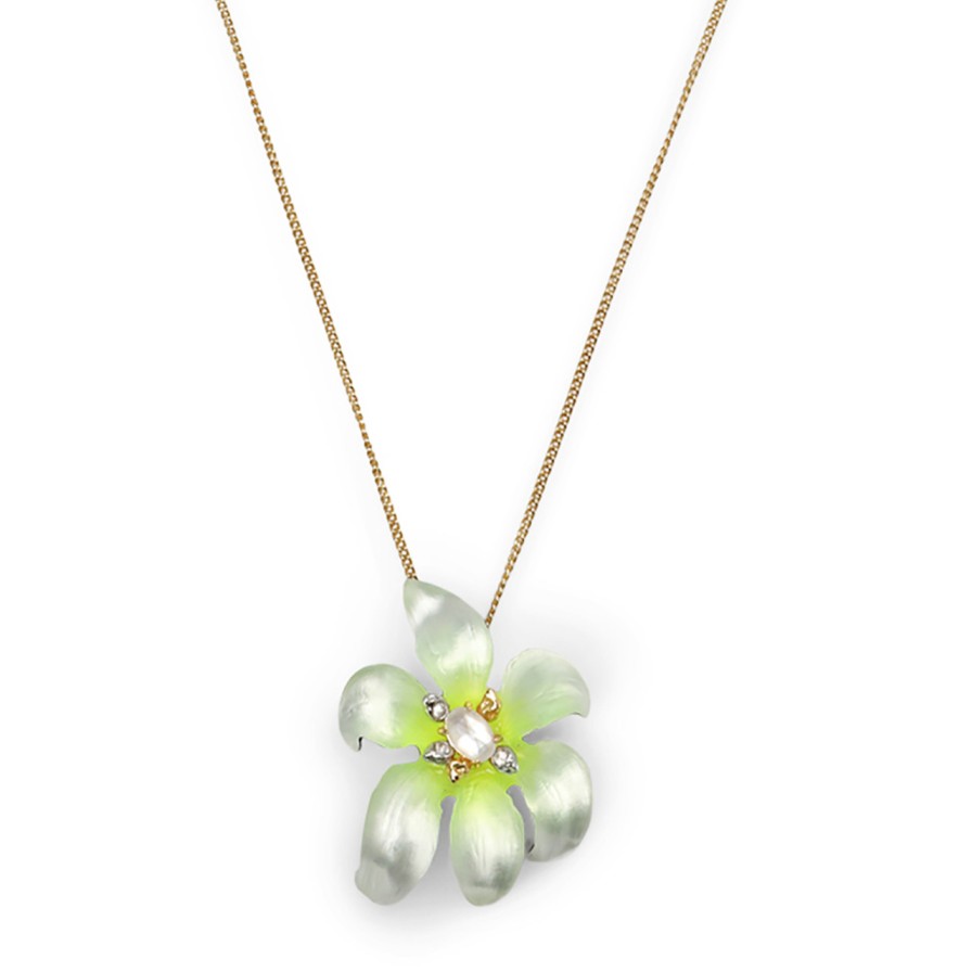 Necklaces Tomfoolery London | Lily Lucite Flower Pendant White