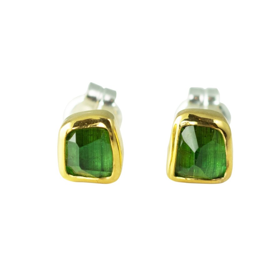 Earrings Tomfoolery London | Green Tourmaline Stud Earrings