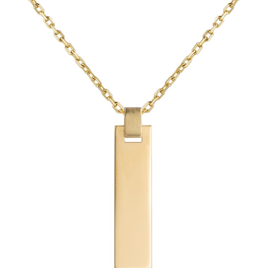 Necklaces Tomfoolery London | 9Ct Yellow Gold Bar Tag Pendant