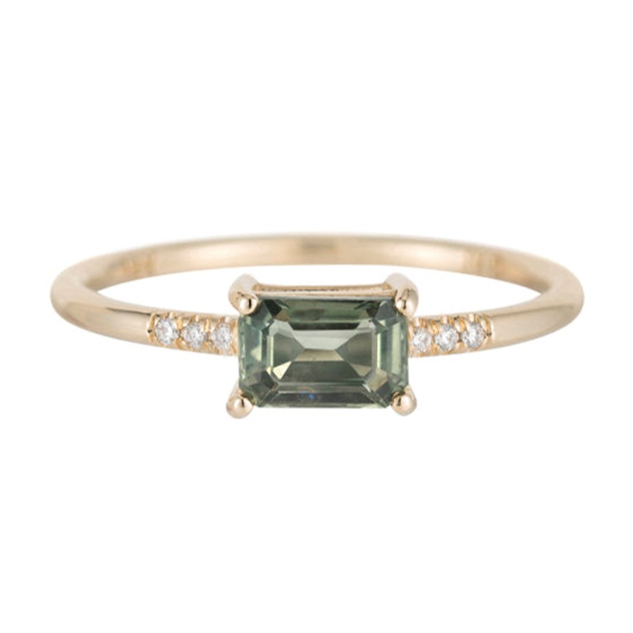 Rings Tomfoolery London | East West Equilibrium Green Sapphire Ring