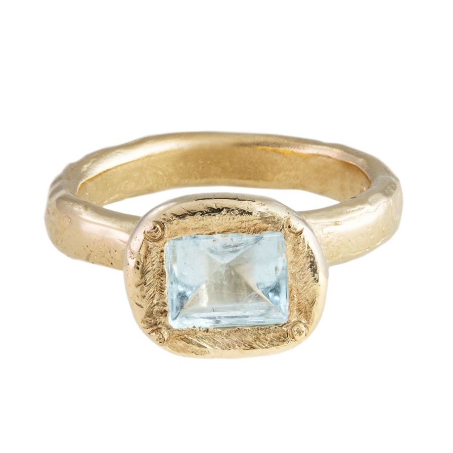 Rings Tomfoolery London | Organic Aquamarine & 9Ct Yellow Gold Ring