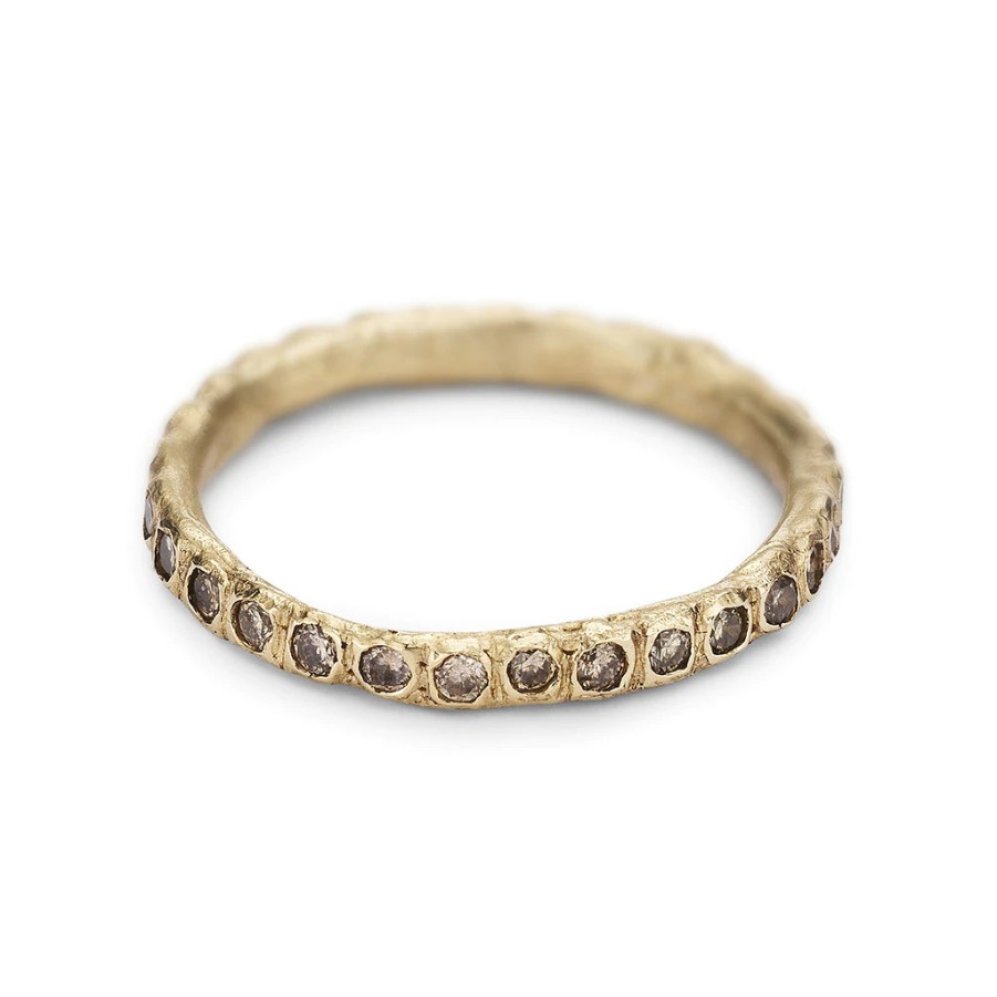 Rings Tomfoolery London | Champagne Diamond Beaded Eternity Band