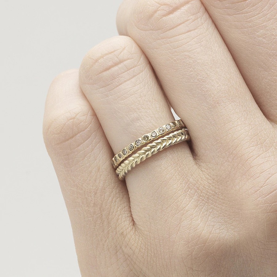 Rings Tomfoolery London | Champagne Diamond Beaded Eternity Band