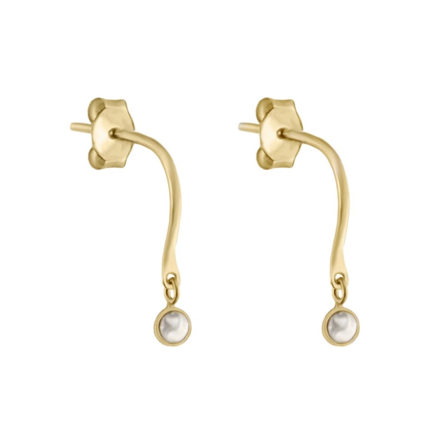 Earrings Tomfoolery London | 14Ct Yellow Gold & Pearl Emy Earrings