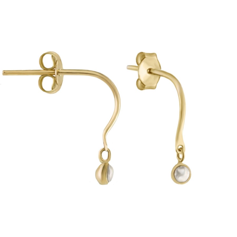 Earrings Tomfoolery London | 14Ct Yellow Gold & Pearl Emy Earrings