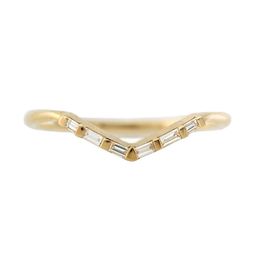 Rings Tomfoolery London | Chevron Wedding Ring With Baguette Diamonds