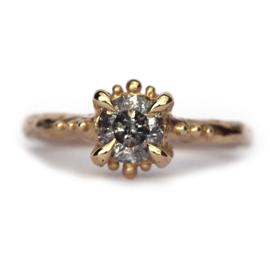 Rings Tomfoolery London | Salt & Pepper Diamond Solitaire Urchin Ring