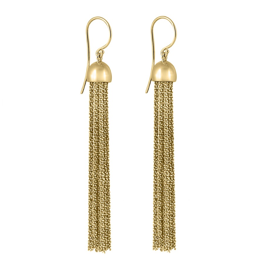 Earrings Tomfoolery London | Gold Plated Silver Chain Hook Drop Earrings